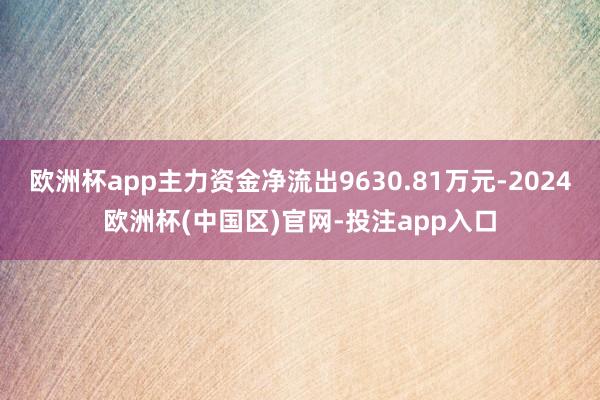 欧洲杯app主力资金净流出9630.81万元-2024欧洲杯(中国区)官网-投注app入口