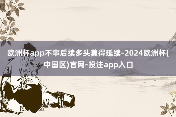 欧洲杯app不事后续多头莫得延续-2024欧洲杯(中国区)官网-投注app入口