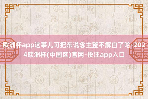 欧洲杯app这事儿可把东说念主整不解白了哈-2024欧洲杯(中国区)官网-投注app入口