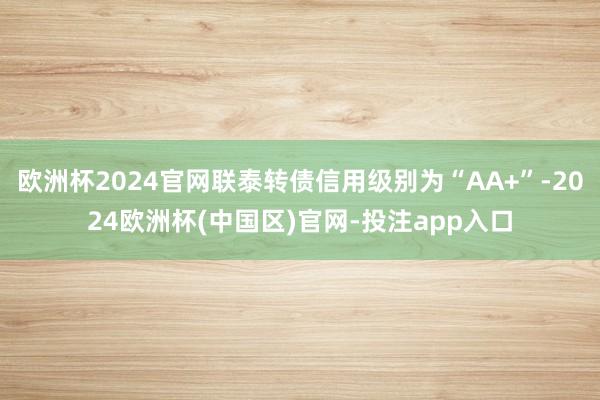 欧洲杯2024官网联泰转债信用级别为“AA+”-2024欧洲