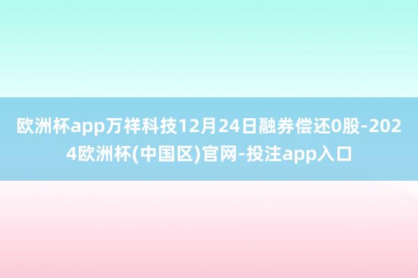 欧洲杯app万祥科技12月24日融券偿还0股-2024欧洲杯(中国区)官网-投注app入口