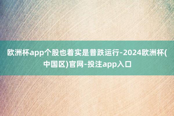 欧洲杯app个股也着实是普跌运行-2024欧洲杯(中国区)官